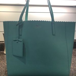 Kate spade aqua tote bag with scallop trim!